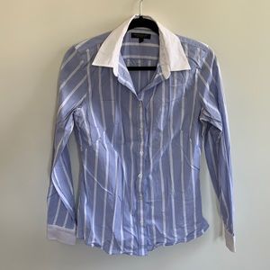 Banana Republic blue and white button-down shirt